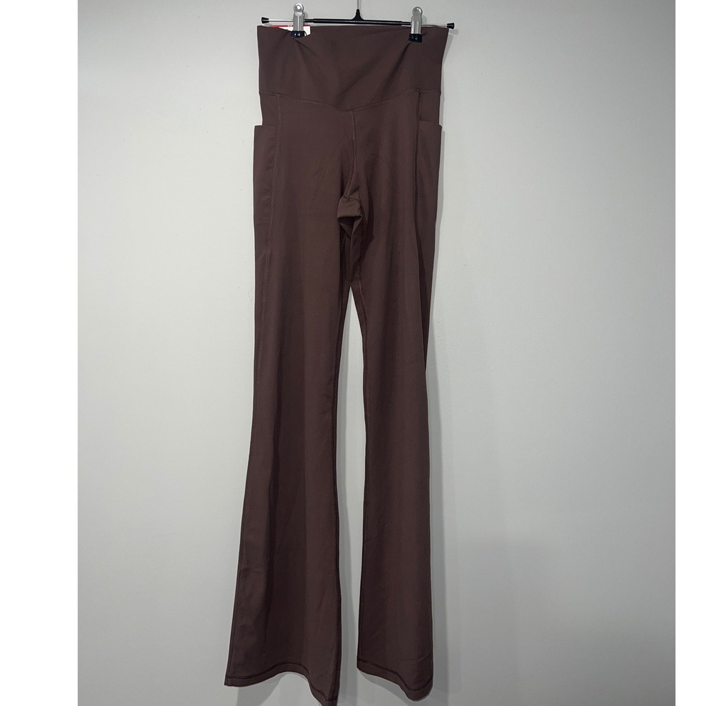 Member's Mark Womens Everyday Flare Yoga Pants Brown XS High Waist Pockets NEW